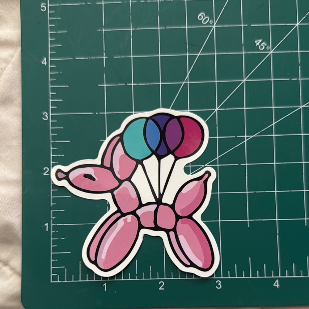 Balloon Dog Waterproof Sticker with Balloons